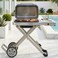 Auto Family Portable BBQ Grill with Foldable Stand &amp; Wheels, Stainless Steel Charcoal Grill, Compact Outdoor Barbecue Cooker for Camping, Picnic, Travel &amp; Garden Cooking (Blue)