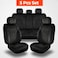 Auto Family Luxury 5 Pcs Soft Fabric Car Seat Cover Full Set - Universal Fit, Waterproof Automotive Seat Protector, Breathable Anti-Slip Car Cushion Pad, Interior Protector for Car (Black)
