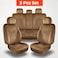 Auto Family Luxury 5 Pcs Soft Fabric Car Seat Cover Full Set - Universal Fit, Waterproof Automotive Seat Protector, Breathable Anti-Slip Car Cushion Pad, Interior Protector for Car (Light Brown)