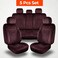 Auto Family Luxury 5 Pcs Soft Fabric Car Seat Cover Full Set - Universal Fit, Waterproof Automotive Seat Protector, Breathable Anti-Slip Car Cushion Pad, Interior Protector for Car (Maroon)