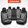Auto Family Luxury 5 Pcs Soft Fabric Car Seat Cover Full Set - Universal Fit, Waterproof Automotive Seat Protector, Breathable Anti-Slip Car Cushion Pad, Interior Protector for Car (Gray - Black)