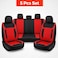 Auto Family Luxury 5 Pcs Soft Fabric Car Seat Cover Full Set - Universal Fit, Waterproof Automotive Seat Protector, Breathable Anti-Slip Car Cushion Pad, Interior Protector for Car (Red - Black)