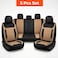 Auto Family Luxury 5 Pcs Soft Fabric Car Seat Cover Full Set - Universal Fit, Waterproof Automotive Seat Protector, Breathable Anti-Slip Car Cushion Pad, Interior Protector for Car (Brown -Black)