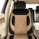 Auto Family Luxury 5 Pcs Soft Fabric Car Seat Cover Full Set - Universal Fit, Waterproof Automotive Seat Protector, Breathable Anti-Slip Car Cushion Pad, Interior Protector for Car (Brown -Black)