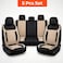 Auto Family Luxury 5 Pcs Soft Fabric Car Seat Cover Full Set - Universal Fit, Waterproof Automotive Seat Protector, Breathable Anti-Slip Car Cushion Pad, Interior Protector for Car (Creme - Black)