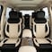 Auto Family Luxury 5 Pcs Soft Fabric Car Seat Cover Full Set - Universal Fit, Waterproof Automotive Seat Protector, Breathable Anti-Slip Car Cushion Pad, Interior Protector for Car (Creme - Black)