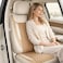 Auto Family Luxury 5 Pcs Soft Fabric Car Seat Cover Full Set - Universal Fit, Waterproof Automotive Seat Protector, Breathable Anti-Slip Car Cushion Pad, Interior Protector for Car (Brown - White)