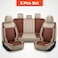 Auto Family Luxury 5 Pcs Soft Fabric Car Seat Cover Full Set - Universal Fit, Waterproof Automotive Seat Protector, Breathable Anti-Slip Car Cushion Pad, Interior Protector for Car (Brown - White)