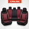 Auto Family Luxury 5 Pcs Soft Fabric Car Seat Full Set - Universal Fit, Waterproof Automotive Seat Protector, Breathable Anti-Slip Car Cushion Pad, Interior Protector for Car (Maroon - Black)