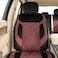 Auto Family Luxury 5 Pcs Soft Fabric Car Seat Full Set - Universal Fit, Waterproof Automotive Seat Protector, Breathable Anti-Slip Car Cushion Pad, Interior Protector for Car (Maroon - Black)