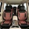 Auto Family Luxury 5 Pcs Soft Fabric Car Seat Full Set - Universal Fit, Waterproof Automotive Seat Protector, Breathable Anti-Slip Car Cushion Pad, Interior Protector for Car (Maroon - Black)