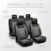Auto Family Premium 5Pcs PU Leather Car Seat Cover Full Set, Universal Fit Auto Seat Covers, Luxury Interior Protector, Waterproof Seat Covers, Breathable Anti-Slip Car Seat Cushion (Gray Black)