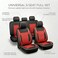 Auto Family Premium 5Pcs PU Leather Car Seat Cover Full Set, Universal Fit Auto Seat Covers, Luxury Interior Protector, Waterproof Seat Covers, Breathable Anti-Slip Car Seat Cushion (Red Black)