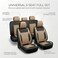 Auto Family Premium 5Pcs PU Leather Car Seat Cover Full Set, Universal Fit Auto Seat Covers, Luxury Interior Protector, Waterproof Seat Covers, Breathable Anti-Slip Car Seat Cushion (Beige Black)