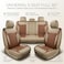 Auto Family Premium 5Pcs PU Leather Car Seat Cover Full Set, Universal Fit Auto Seat Covers, Luxury Interior Protector, Waterproof Seat Covers, Breathable Anti-Slip Car Seat Cushion (Beige Brown)