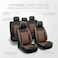 Auto Family Premium 5PCs PU Leather Car Seat Cover Full Set, Universal Fit Auto Seat Covers, Luxury Interior Protector, Waterproof Seat Covers, Breathable Anti-Slip Car Seat Cushion (Brown Black)