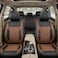 Auto Family Premium 5PCs PU Leather Car Seat Cover Full Set, Universal Fit Auto Seat Covers, Luxury Interior Protector, Waterproof Seat Covers, Breathable Anti-Slip Car Seat Cushion (Brown Black)