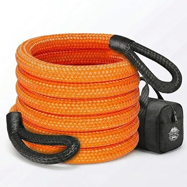 Auto Family 20T - 9M Heavy Duty Synthetic Winch Rope &ndash; Off-Road Recovery Tow Rope with Reinforced Loops, High Strength Braided Cable for SUV, Truck, ATV, UTV