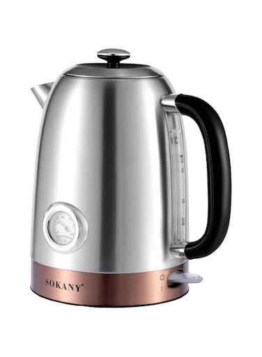 SOKANY SK-1031 2000W Electric Kettle Hot Water Kettle, 1.7L Hot Water Boiler, Clock Precision Thermometer, Auto Shut Off &amp; Boil Dry Protection, Water Level Window, Stainless Steel Body