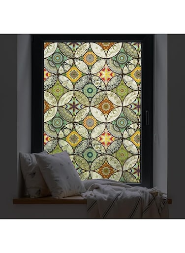 NALACAL Window Film Vinyl Non-Adhesive Privacy Film Stained Glass Window Film for Bathroom Shower Door Heat Control Anti UV 44.5x200cm