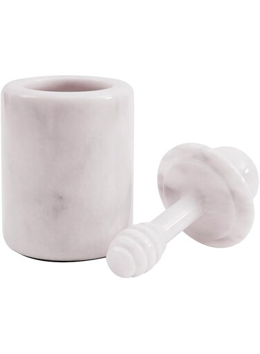 Radicaln Marble Honey Pot With Dipper Lid White Handmade Honey Dispenser For . &amp; Kitchen - Honey Container Tabletop - Honey Jar
