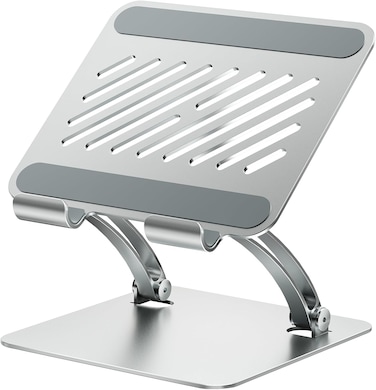 Tounee Tablet Holder Stand, Dual Rod Adjustable Aluminum Desktop Stand, Compatible with 4.7-16.5" iPads, Surface Tablets, Portable Monitors, Kindle &amp; More (Silver)
