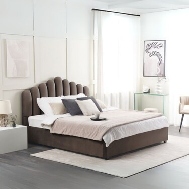 Dreamy Bliss Tufted Upholstered Single Size Bed (90 X 190 CM) Dark Brown Chocolate Color
