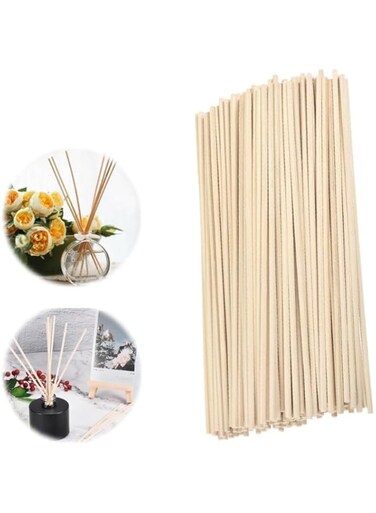 LEHSGY 100PCS Reed Diffuser Sticks, Natural Rattan Wood Sticks Essential Oil Aroma Diffuser Sticks Refill Replacement for Aroma Fragrance, for Spa, Home,Office (25cm*3mm Primary Color)