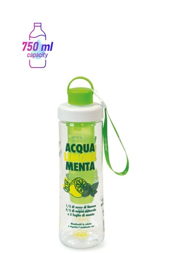 Tritan Mint And Lemon Printed Water Bottle Clear/Green