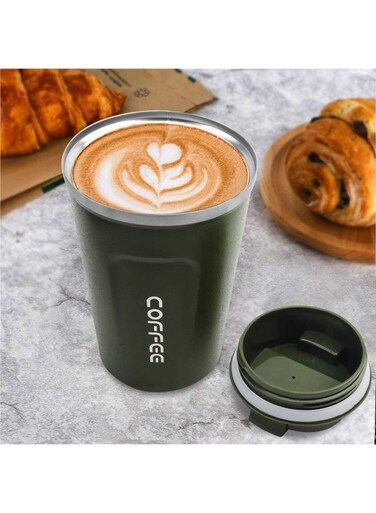 Vacuum Insulated Travel Mug Leakproof Double Wall Stainless Steel Reusable Coffee Cup with Lid for Hot and Cold Drinks (510ml-Green)
