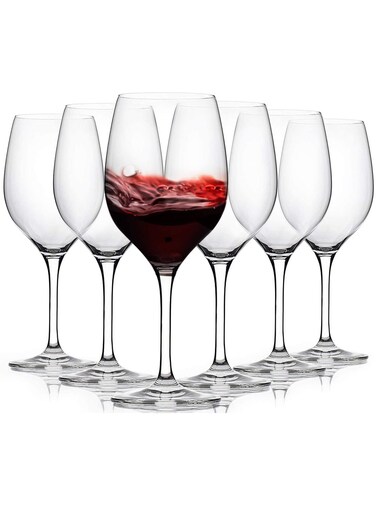 Large Wine Glass Set of 6 by 3Diamonds -Crystal Red Wine Glasses 465 ml (15 1/4 oz) -All-purpose Wine Glasses Set for Celebrations - Anniversary - Wine Glass Gift Set