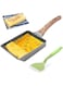 GT Japanese Omelette Pan - Nonstick Tamagoyaki Pan Square Japanese Egg Pan,with Silicone Spatula &amp; Brush,Safe and PFOA-Free,for Kitchen Baking Cooking Tools (Wood Grain Grey)