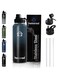 HEIMRAD 1200ml Stainless Steel Water Bottle with Straw Lid &amp; Spout Lid Double Wall Vacuum Insulated Sports Water Bottle Wide Mouth BPA-Free Leak-Proof Gym Bottle BLUE% BLACK