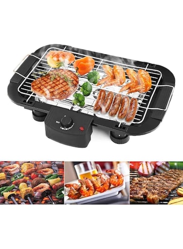 HAOXUAN Electric barbecue grill, non-stick barbecue machine 5-level adjustable 2000W household electric barbecue grill camping-cooking and barbecue grill-indoor barbecue grill-easy to clean