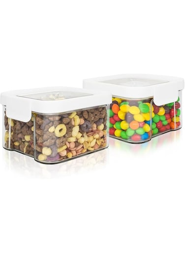Azonee Airtight Food Storage Containers, 1 Pac 460ml/15oz Thick Plastic Containers with Lids, Subpackage Fresh-keeping Box, BPA-Free &amp; Stackable for Kitchen Pantry Storage Snack, Cookies, Sugar