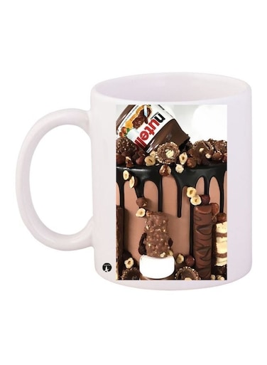 Chocolate Cake Printed Coffee Mug White/Brown/Black 11ounce