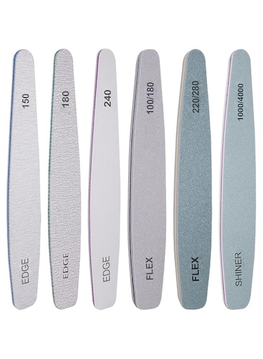 Nail File and Buffer Set, 6 Pcs Professional Nail File Kit for Acrylic and Natural Nails, 100/150/180/220/240/280/1000/4000 Grit Soft Nail Filer Gel Nail Files &amp; buffers Filing Emery Board Home Salon