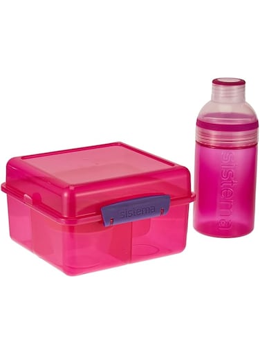 Sistema Lunch Cube Max Lunch Box Pack, Pink H10 x W4.2 x D 6.6 inches, 41580