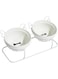 Ecowhite 2Pcs Ceramics Bowls For Food And Water Cat Bowl With Holder,10.5&deg;Tilted Pet Feeding Bowl,Non Slip And Protect Pet&rsquo;s Spine Anti Vomiting For Cats,Pet Food Water Bowl For Cats And Small Dogs