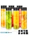 SKYLINK 6Pack 16oz Glass Juice Bottles with Black Lids &ndash; 500ml Reusable Drink Bottles for Water, Smoothies, Beverages &ndash; Includes Cleaning Brush &amp; Labels