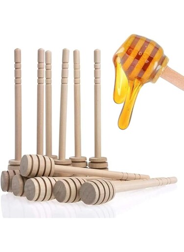 Arabest Honey Dipper Sticks, Mini Wood Honey Dipper Sticks, Small Honey Dipper Honey Stirrer, Honey Wand for Honey Jar Dispense Drizzle Honey And Wedding Party Favors (Pack of 6)