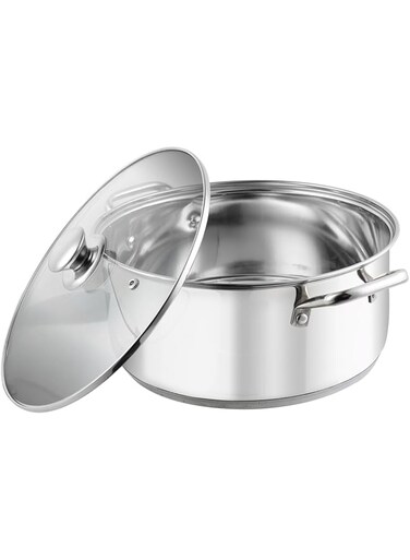 Vinod Stainless Steel Induction Friendly Roma Saucepot/Casserole/Stockpot/Serving Pot Sandwich Bottom 20cm,3ltr, Sturdy Handles,Sturdy Handle,Induction and Gas Stove Friendly