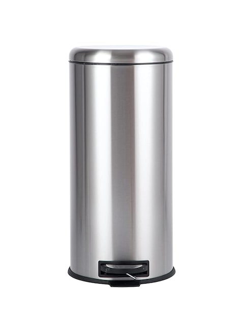 Amazon Basics round pedal trash bin, Stainless Steel, 30L