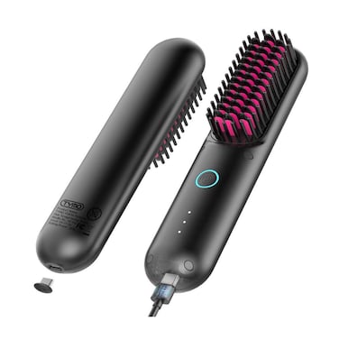 TYMO HC120 PORTA Mini Cordless Hair Straightener Brush with USB Rechargeable Feature, Black