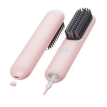 TYMO HC122 PORTA PRO Cordless Hair Straightener Brush with USB Rechargeable Feature, Pink