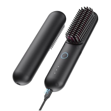 TYMO HC122 PORTA PRO Cordless Hair Straightener Brush with USB Rechargeable Feature, Black