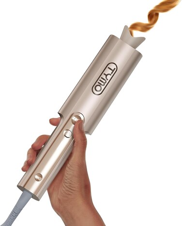 Upgraded Automatic Rotating Curling Iron - TYMO CurlPro Plus Long Barrel Curling Wand for Long Hair, Ceramic Hair Curler for Women, Anti-Scald, Tangle-Free, 600M Ionic, Dual Voltage, Gold, 25 mm
