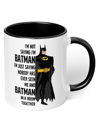 I am Batman!" Funny Quote - Perfect for your cuppa Coffee, Tea, Karak, Milk, Cocoa or whatever Hot or Cold Beverage you Drink! - 11 Oz - Black Handle &amp; Inside Colour