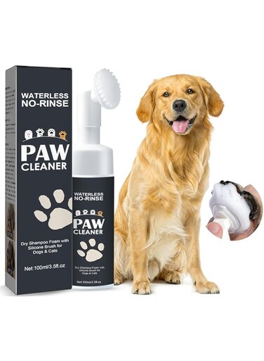 Dog Paw Cleaner, Paw Cleaner for Dogs, Waterless Pet Paw Cleaner with Silicone Brush, Quick Cleaning Pet Paw Shampoo for Dogs &amp; Cats, 100ml
