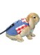 AQOTER Rabbit Harness and Leash Set, Fashion Casual Breathable Denim Strap with 1.25m Comfortable Leather Leash for Small Animal Outdoor Play Walking (Plaid Red, Large)